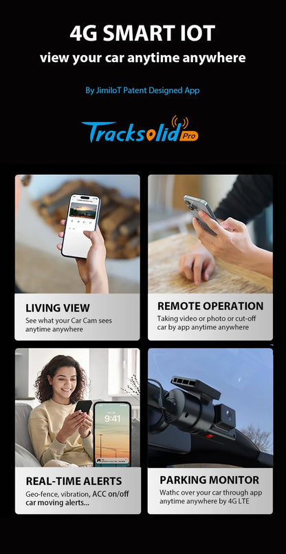 Jimilot JC181 Mini Dual Dash Cam 4G DVR WiFi USB 1080P GPS Event Video G-Sensor Fuel Cutoff Rotatable Car Camera 64GB ADAS