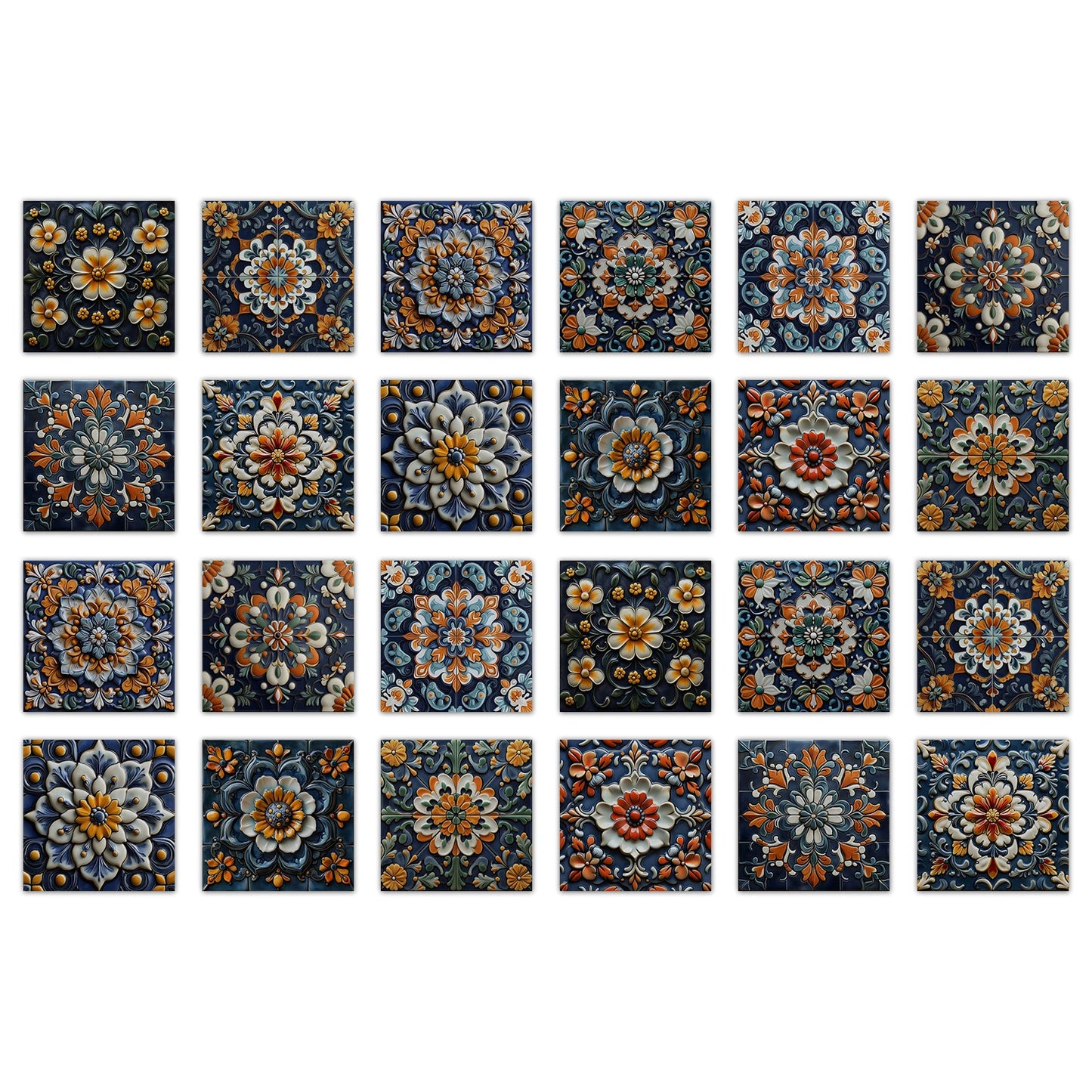 24 Pcs 7.87 X 7.87 Inch Waterproof PVC Backsplash Tile Self Adhesive Tile Stickers Peel and Stick Wall Tiles for Kitchen