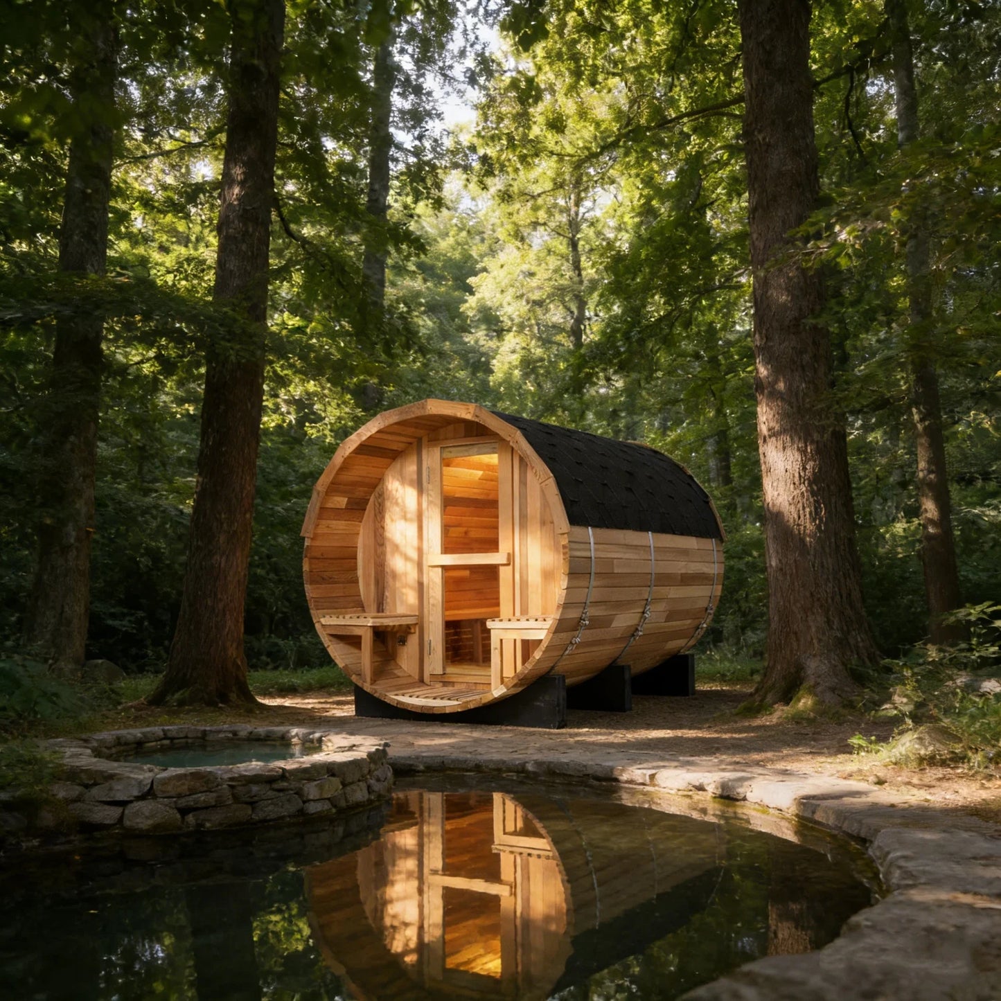 Waterproof 6 Person Outdoor 1.8*2.4M Barrel Sauna Solid Wood Traditional Steam Barrel Sauna Room for Health Benefits
