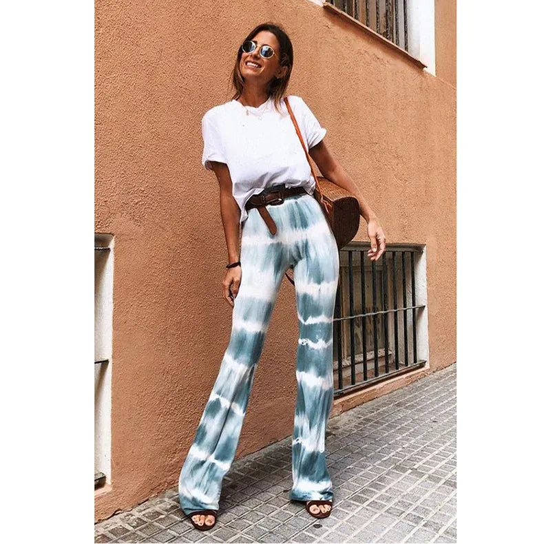 2023 Brown Leopard Y2K Joggers Women High Waist Flare Pants Double Layer Mesh Girl Aesthetic Tie Dye Trousers Female Sweatpants