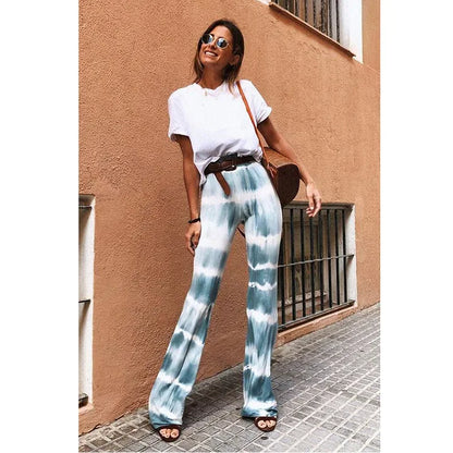 2023 Brown Leopard Y2K Joggers Women High Waist Flare Pants Double Layer Mesh Girl Aesthetic Tie Dye Trousers Female Sweatpants