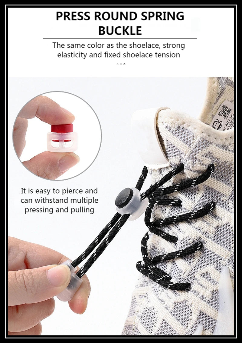 1 Pair Lazy Laces Elastic For Sneakers Snap Lock Shoelaces Without Ties Suitable For Children And Adults Round Shoelace Artifact
