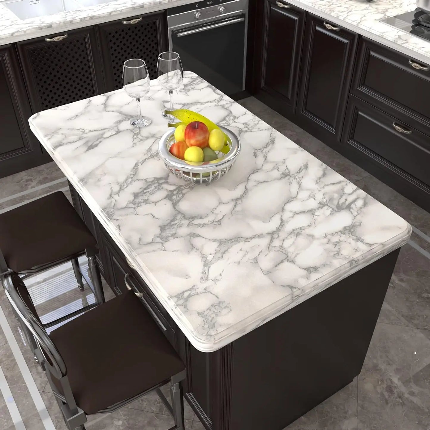 15.75x196.8 Inch Marble Wallpaper Peel and Stick Waterproof Vinyl Self Adhesive Wall Stickers Marble Sticker for Kitchen Cabinet