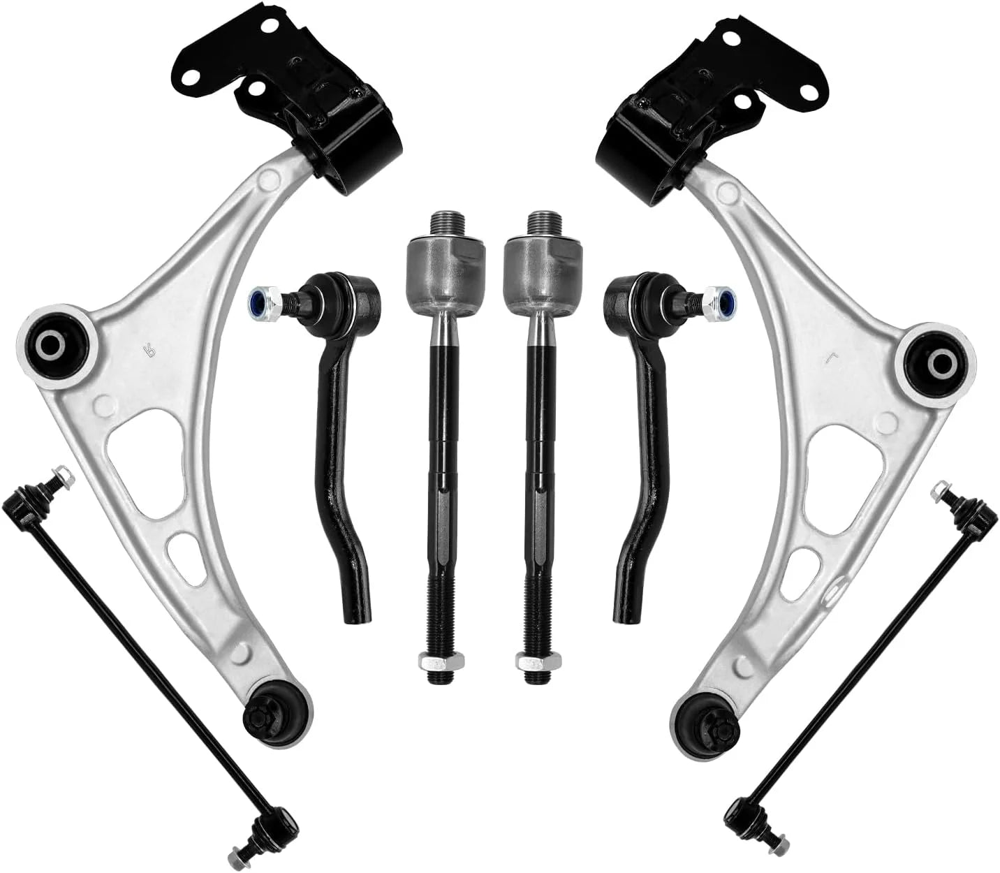Frenzybro 8 PCs Front Lower Control Arm With Ball Joint Sway Bar Tie Rod for Honda Pilot Passport  MDX 2014-2023 4WD