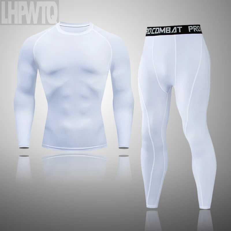 Men's Thermal Underwear Set MMA Tactics Leggings Solid Color Costume Compress Fitness Long Johns Men Winter Brands  Men