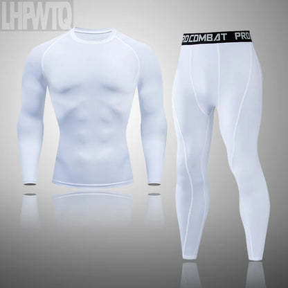 Men's Thermal Underwear Set MMA Tactics Leggings Solid Color Costume Compress Fitness Long Johns Men Winter Brands  Men