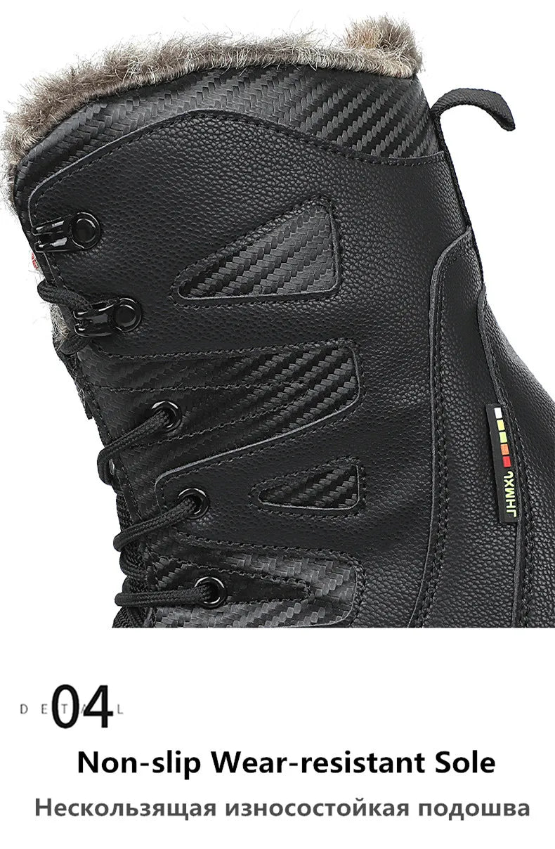 Winter Waterproof Men Boots Plush Super Warm Snow Boots Men Sneakers Ankle Boots Outdoor Men's Desert Boots Botas Hombre