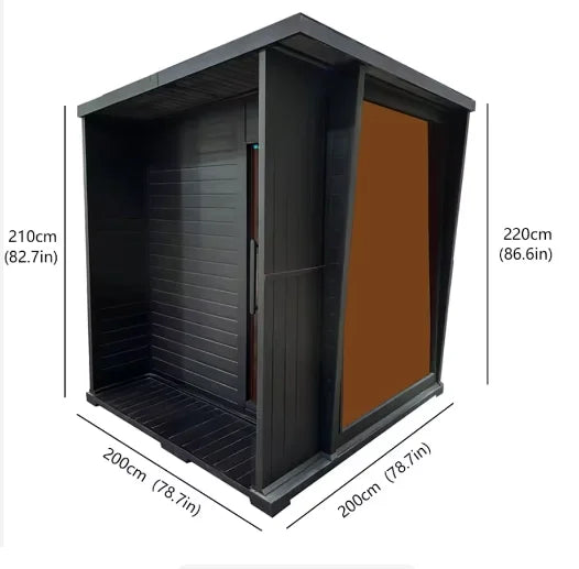 US Stock Black Square Sauna 4-6 Person Outdoor Steam Sauna Starry Sky Lighting for the Courtyard Ships Immediately