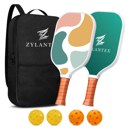 USA Warehouse 2-Pack Colorful Pickleball Paddle With Backpack Full Set High Power Control Professional Rackets