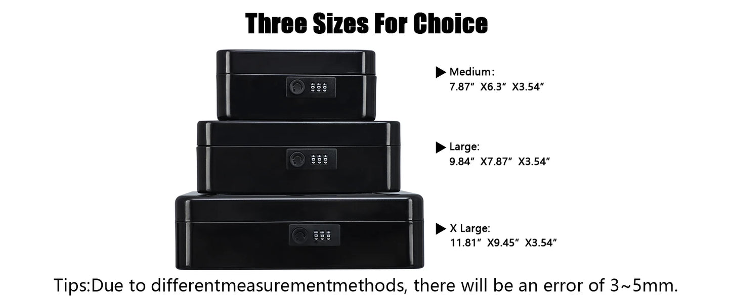 AJF Black Cold Rolled Steel Cash Safe Box Combination Lock Secure 7.87"x6.30"x3.54" Money Tray for Indoor/Outdoor Use Model