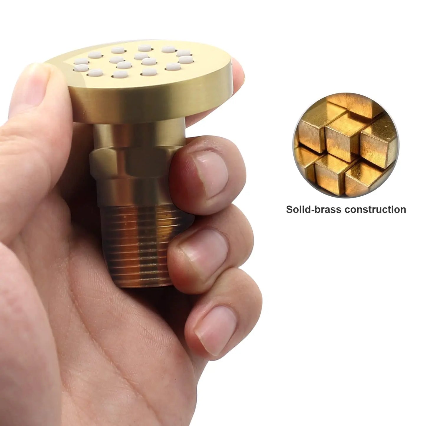 Brass Round Shower Body Spray Jets 6 Pack,2 Inch Brushed Gold Rain Shower Head Wall Mount Rainfall Shower Head Sprayer
