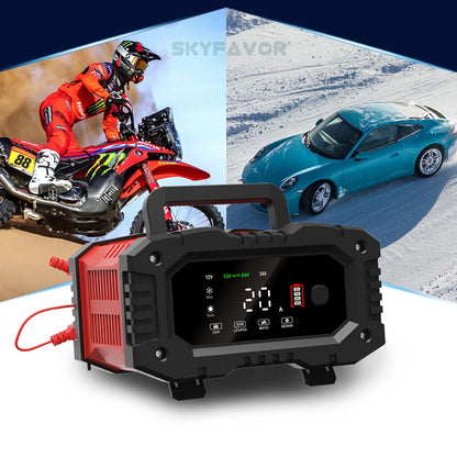 Lifepo4 Lead Acid Car Battery Charger 12V 24V 20A Fast Automatic Gel Agm Maintenance-free Deep Cycle Lead Acid Battery Charger