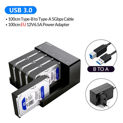 ORICO 5 Bay USB 3.0 to SATA 2.5/3.5 Inch HDD Docking Station Hard Drive Enclosure with Offline Clone HDD Case Plug and Play