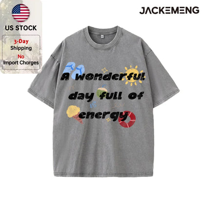 Oversized Vintage Retro Beach Cartoon Streetwear Print Tshirt USA Stock Wholesale Y2K Casual Tee