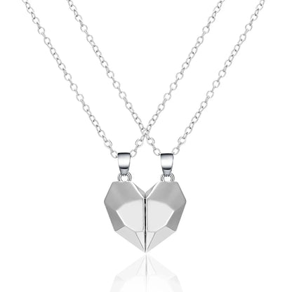 2Pcs Magnetic Heart Couple Necklace For Women Valentine's Day Sweater Chain For Best Friend Lovers Wedding Party Gift Jewelry