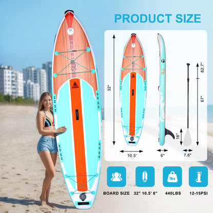 CE Certified Inflatable Stand up Paddle Board with Heavy Duty EVA Deck Pad for Ocean Waters and Lake Recreation Activities