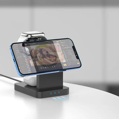 3 in 1 30W Wireless Charging Station Magnetic Dock for 17/16/15/14/13/12 for Watch & for