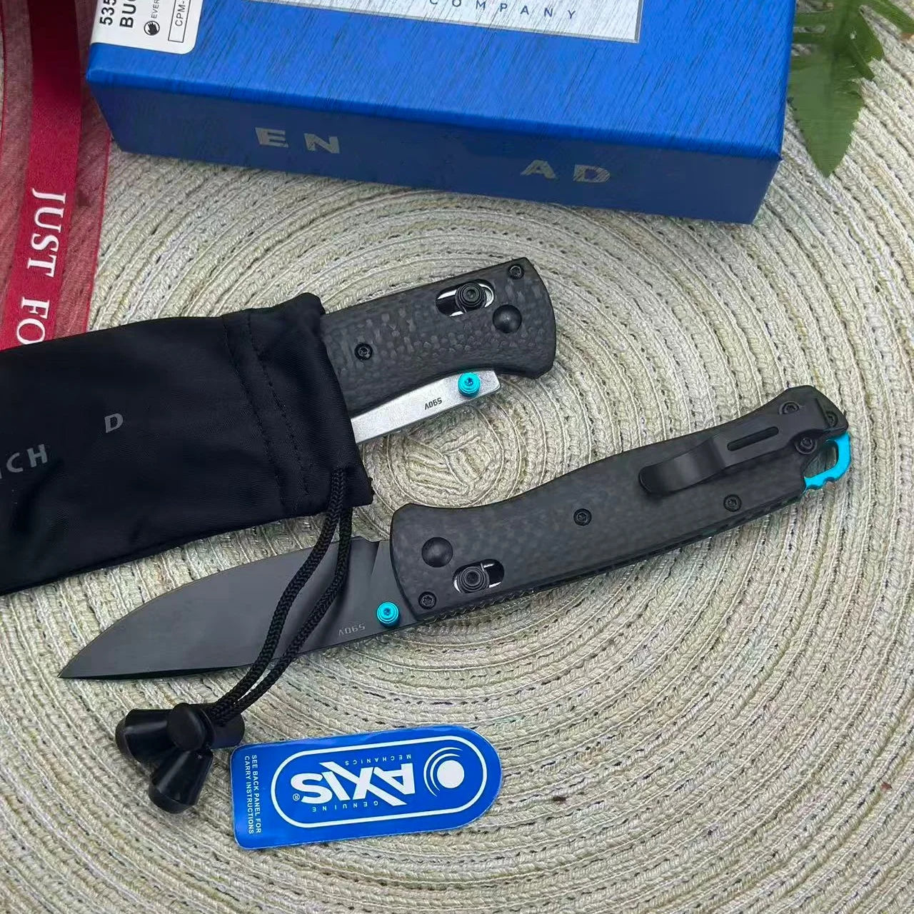 Bm535-3 Carbon Fiber China Oem Factory Stainless Steel Folding Knife for Camping and Hiking with 1 Piece Steel Blade