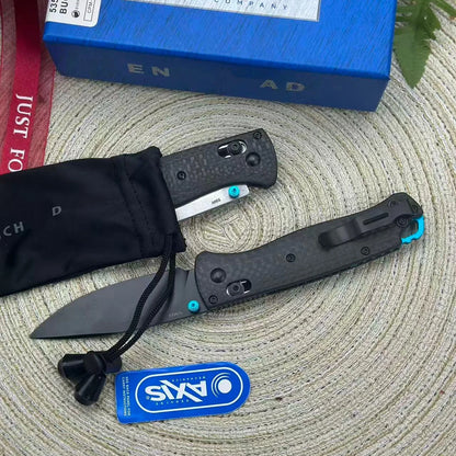 Bm535-3 Carbon Fiber China Oem Factory Stainless Steel Folding Knife for Camping and Hiking with 1 Piece Steel Blade