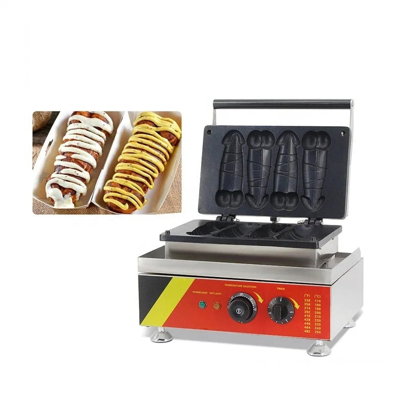 Snack Food Machine 4 Piece Penis Shape Waffle Maker Hot Dog Making Baker for Sale