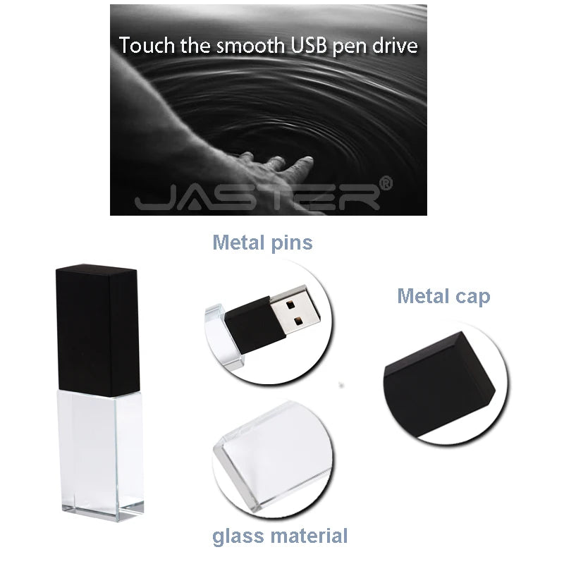 10PCS/LOT Crystal USB 2.0 Wedding Gift Flash Drives Free Custom Logo Pen Drive 100% Real Capacity Stick 128GB 8GB 16GB 32GB 64GB