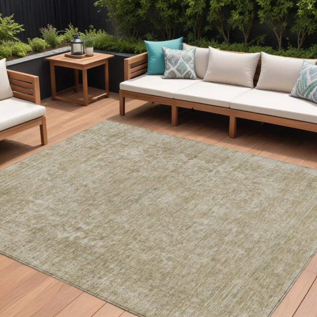 HMS 3' X 5' Brown Beige Abstract Indoor Outdoor Area Rug Handmade Wool Cut Pile for Living Room Bedroom Persian Style Washable