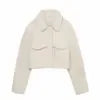 KAR&OT ZA 2024 Autumn and Winter New Fashion Snap Button Closure Flap Pockets Decorated Fleece Short Jacket 4341843
