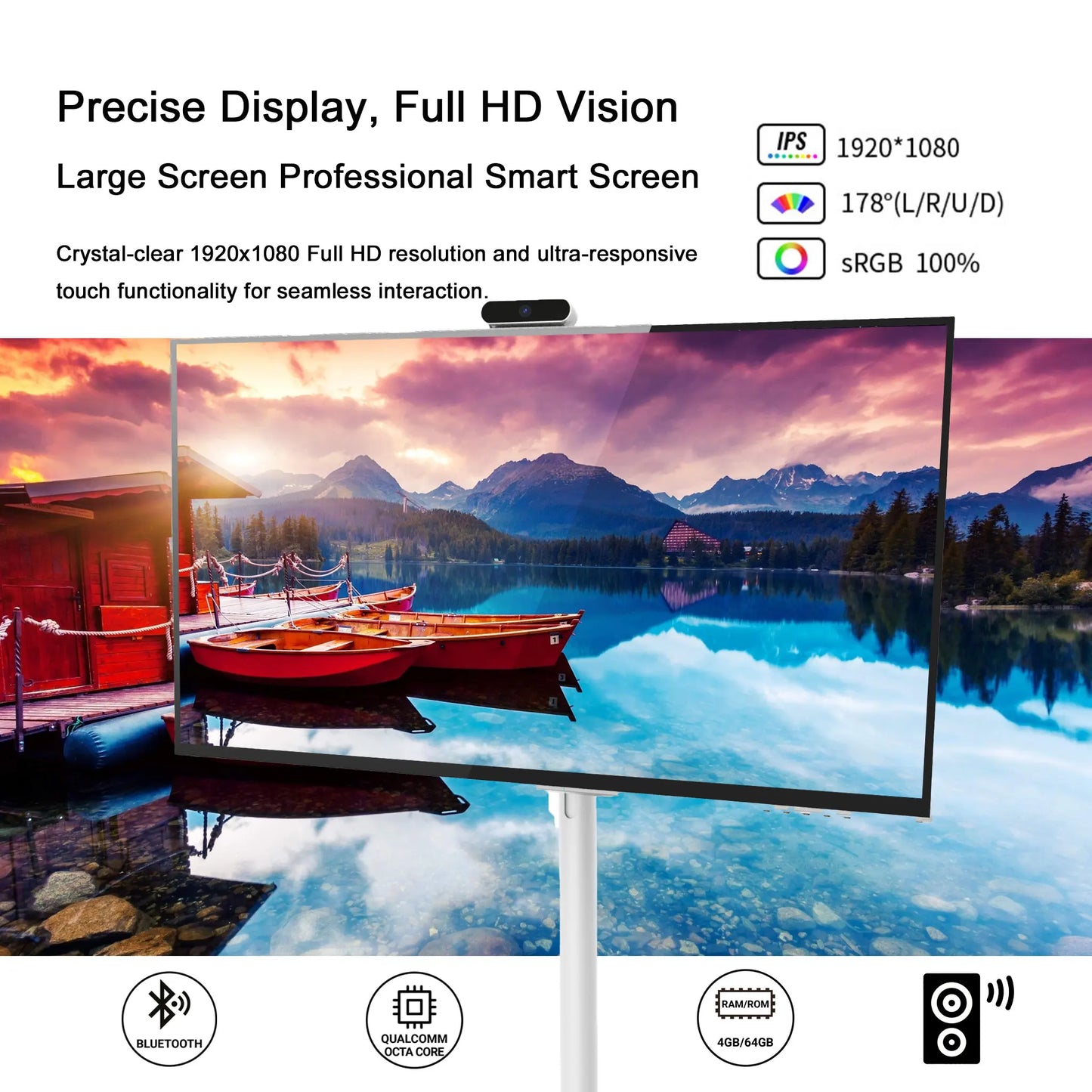 27-32 Inch Portable Smart Mobile TV Stand LED Backlight Touch Screen LCD Rollable for Android Televisions and Cameras