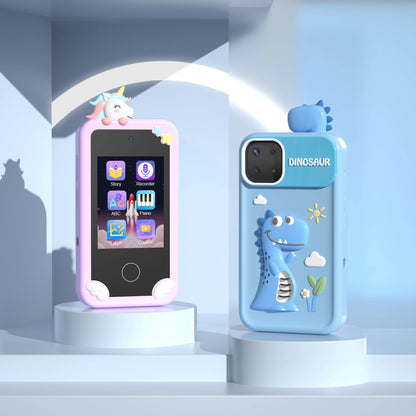 Unisex 4G Kids Smart Desktop Phone with 2.8 Inch Touch Screen Toy Camera Learning Toy Made of Wood for Children