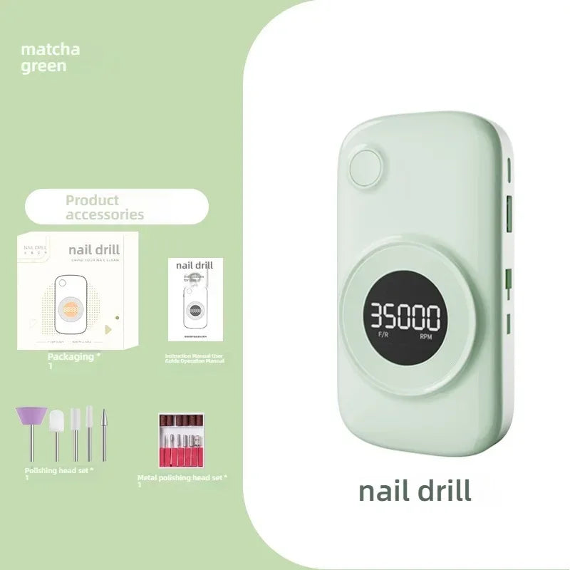 35000 Rpm 5000 MAh Battery Professional Nail Nail Removal Machine Polishing Portable Electric Nail File with Grinding Head