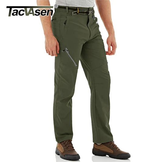 TACVASEN Quick Dry Outdoor Hiking Pants Men Summer Lightweight Rip-stop Cargo Work Trousers Multi-Pockets Camping Fishing Pants