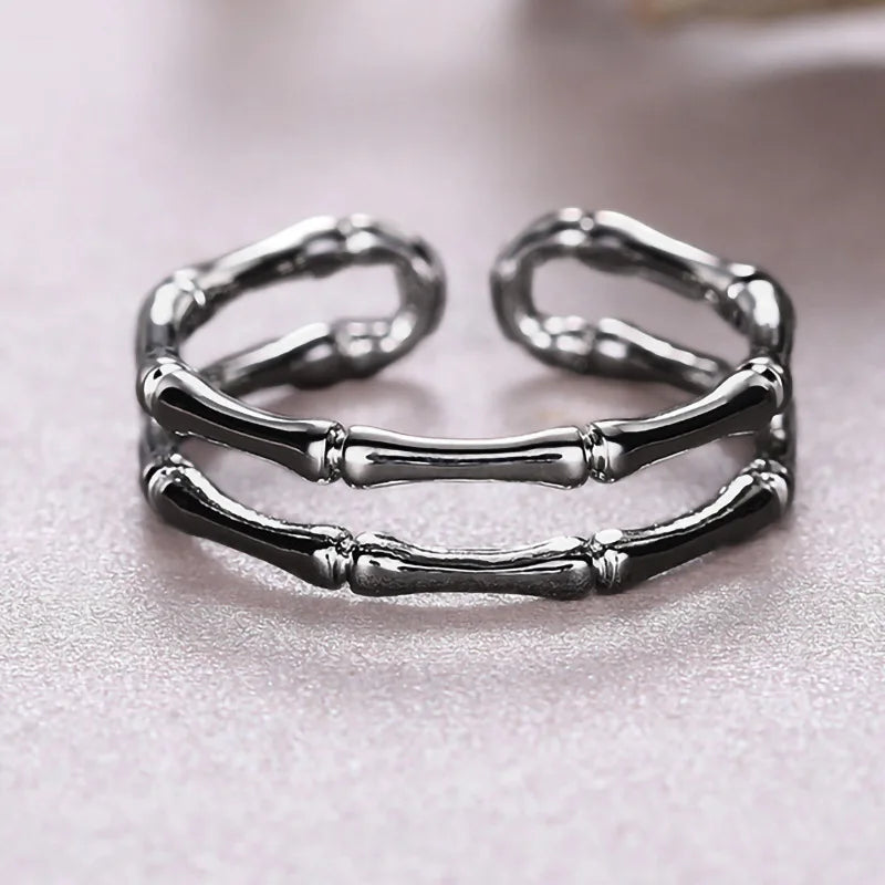 Stainless Steel Bamboo Rings For Women Men Modern Plant Design Unisex Jewelry Gift Fashion Ring T0098