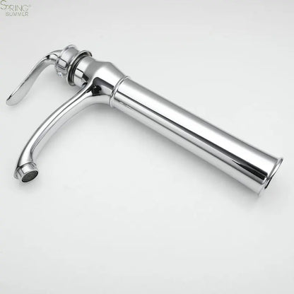 European Style Zinc Single Hole Single Handle Counter Top Metered Ceramic Valve Core Bathroom Tall Wash Basin Faucet