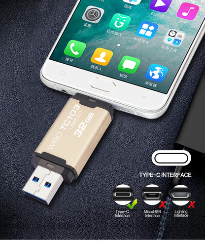 WANSENDA 128GB TYPE C USB 3.0 Flash Drive Pen Drive 32GB 64GB 256GB 512GB High Speed Pendrive for HUAWEI TYPE-C Mobile/PC
