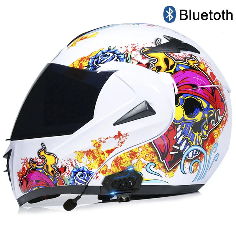 Carbon Fiber Pattern Electric Scooter Motorcycle Blueto0th Wireless Headphone Speaker Open Face Double Lens Full Face Helmets