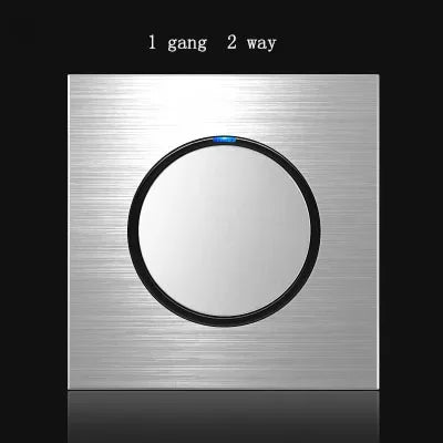 1 Way Light Switch Any Click Household Silver Aluminum Alloy Panel Switch Socket 90V-250V