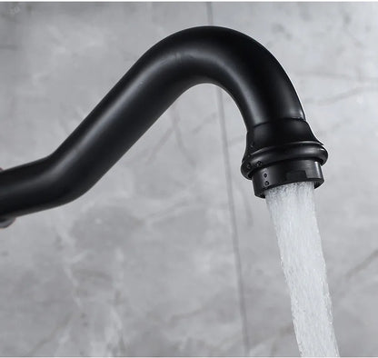 Black Bathroom Sink Faucet Brass Hot Cold Basin Tap