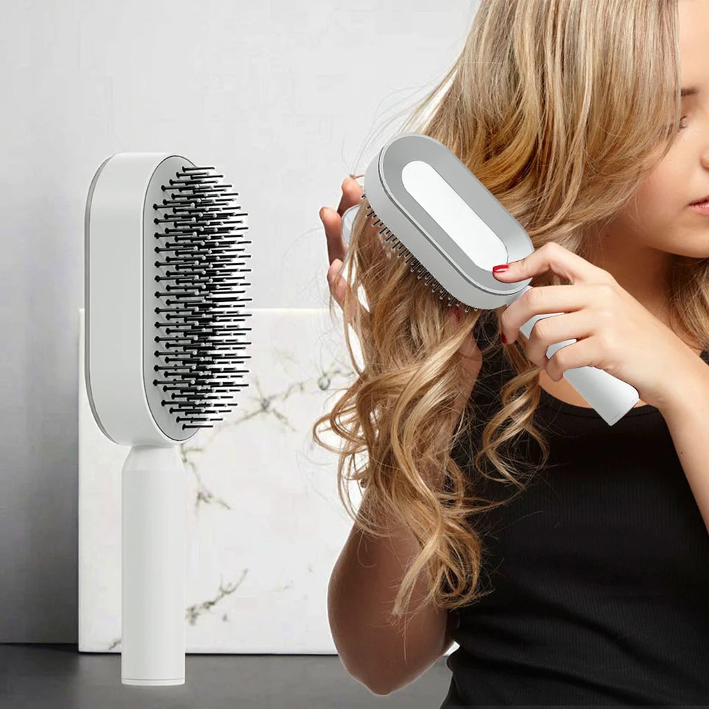 3D Air Cushion Massager Brush Self-Cleaning Ionic Hair Straightener Comb for Women Made of Durable Nylon
