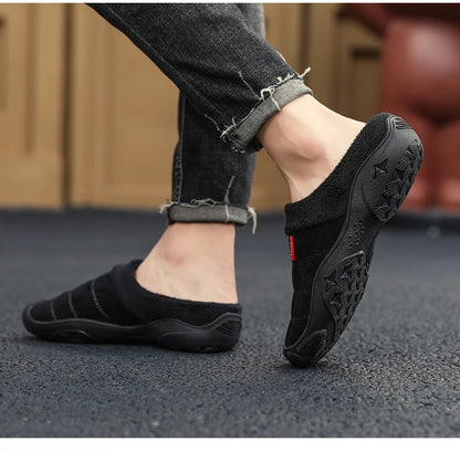New Men Slippers Winter Bottom Soft Home Shoe Cotton Thick Slippers Indoor Slip-On Slides Comfortable Shoe Slippers Plus Size