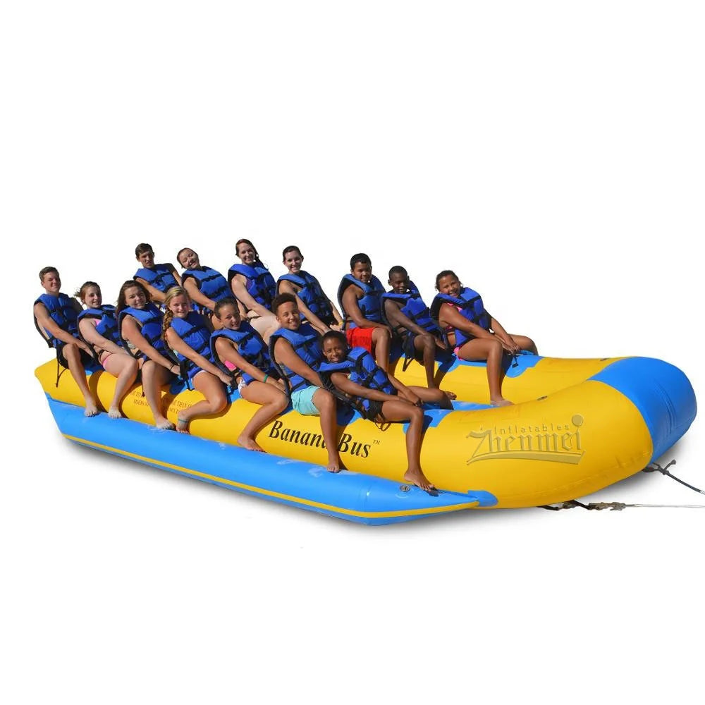 Zhenmei Wholesale 6-14 Person PVC Inflatable Banana Boat Towable Floating Boat Summer Water Game