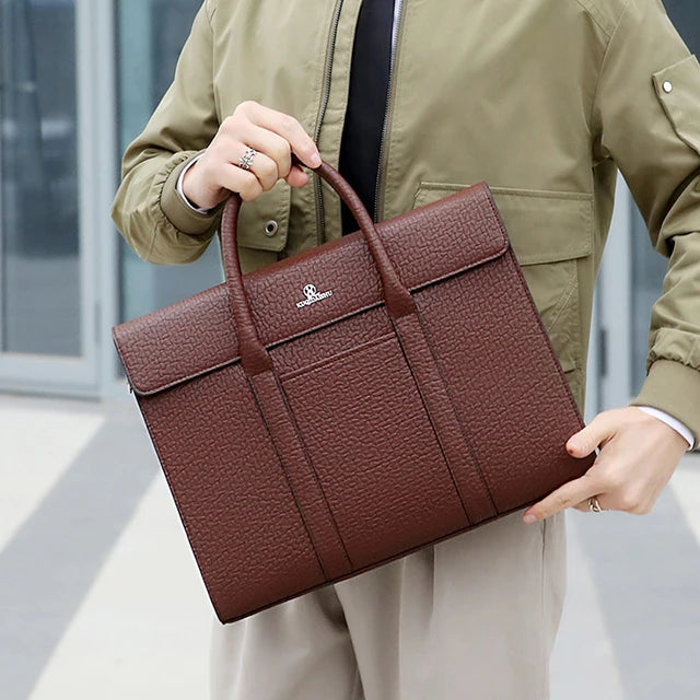 New Style OEM Men's High Quality Business Briefcase PU Leather Computer Soft Bag Single Shoulder Messenger