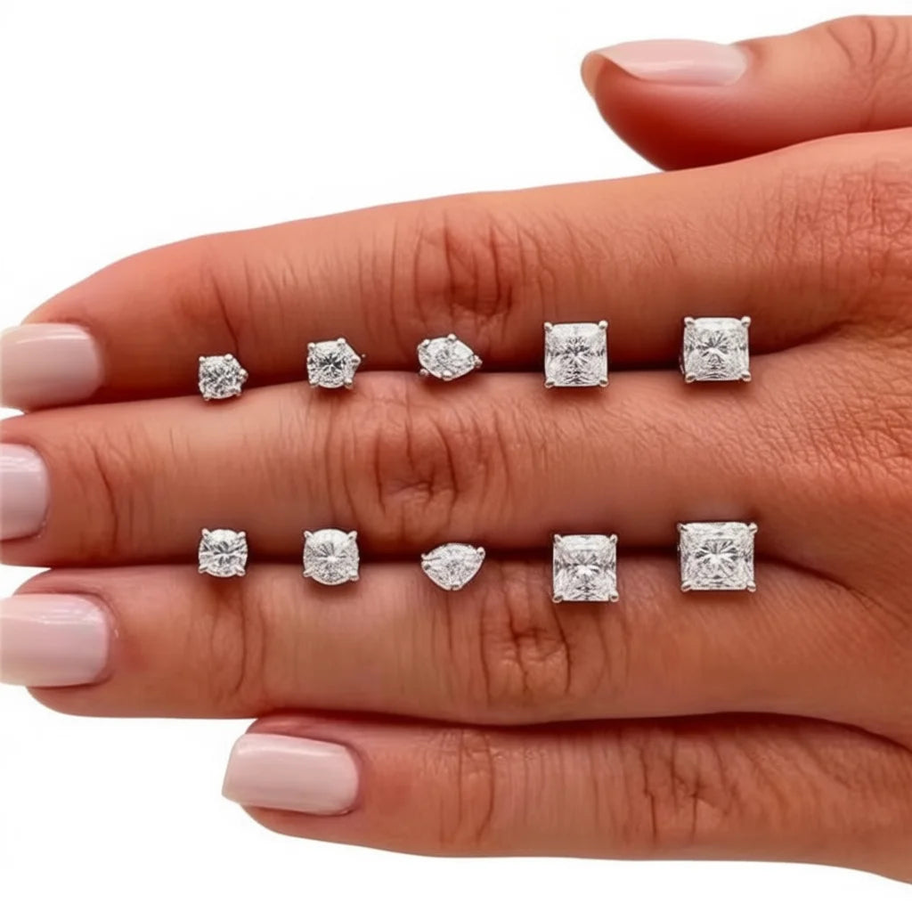 E1143 Diamond Earrings Round Brilliant Cut G Color Women's Classic Everyday Wear Jewelry