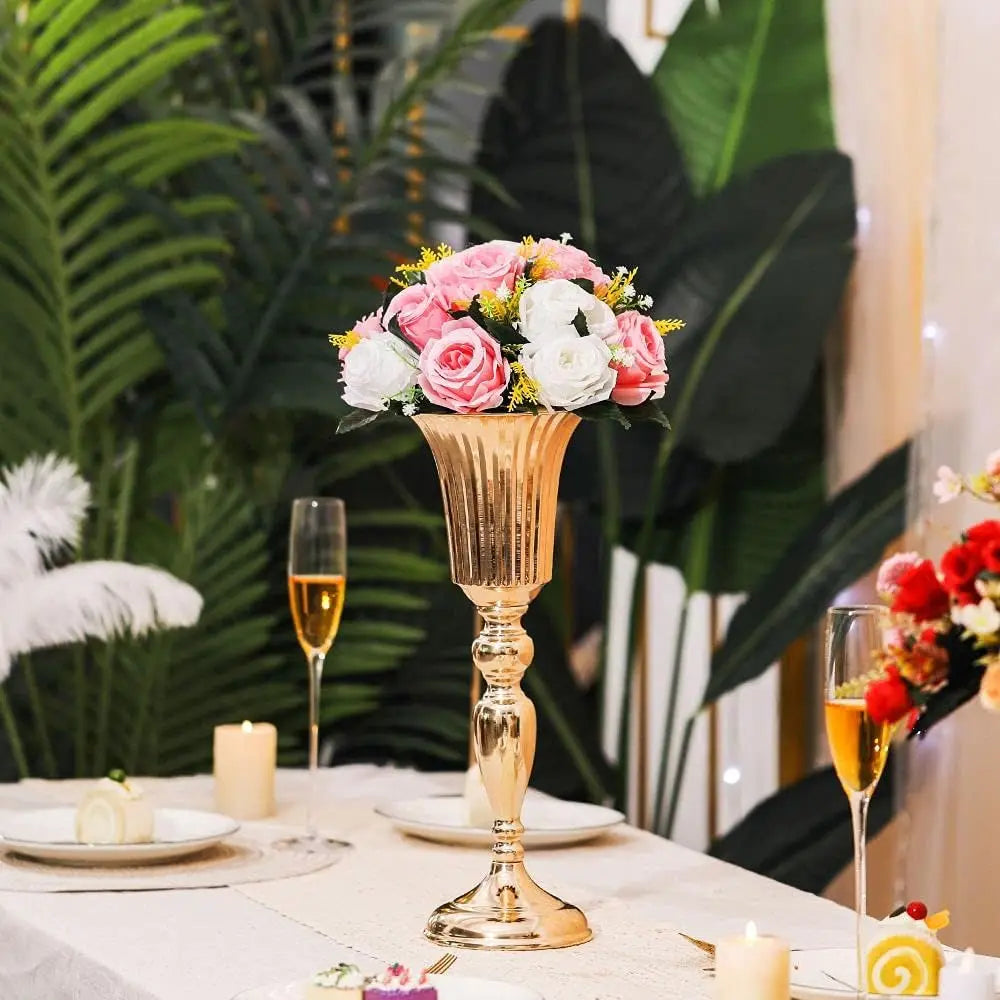 Factory Gold Artificial Flower Arrangements Trumpet Vase Wedding Centerpieces Table Decorations for Weddings Special Events