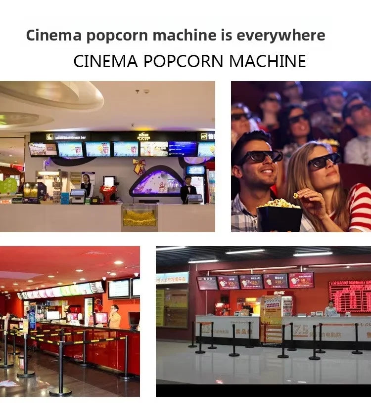 Theatre Popcorn Machine with 32 Oz Kettle Commercial Cinema Stainless Steel Automatic Popcorn Snack Popcorn Vending Machine