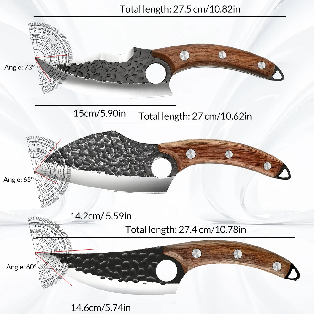 3 PCS Kitchen Knives Set Meat Cleaver Chef Knife Set Chopping & Slicing & Boning Japanese Knife Heavy-Duty  Butcher Knife