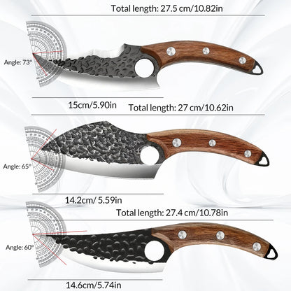 3 PCS Kitchen Knives Set Meat Cleaver Chef Knife Set Chopping & Slicing & Boning Japanese Knife Heavy-Duty  Butcher Knife