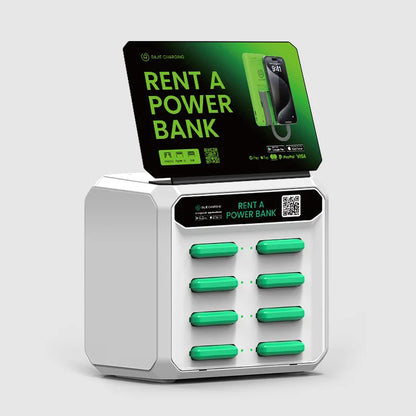 8 Slots Cable Billboard Rental Power Bank Sharing Powerbank Vending Machine Fast Chargers Shared Cell Phone Charging Station