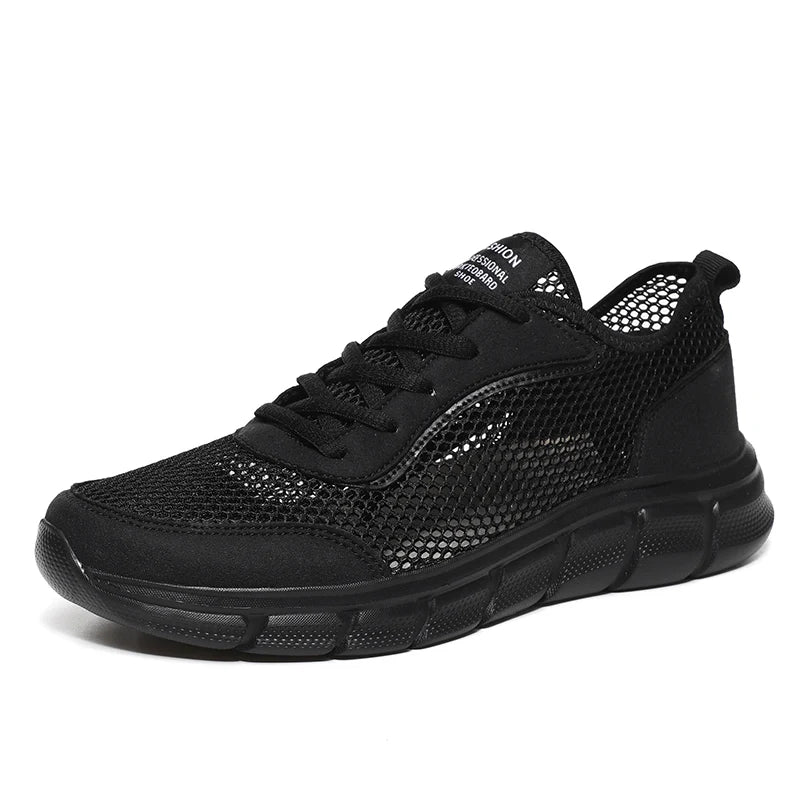Large Size Men's Fashion Sports Shoes Breathable Mesh Cloth Upper with Soft Running MD Sole Lace-Up for Spring Summer Walking