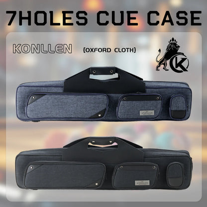 KONLLEN Billiard 7 Holes 3*4 Pool Cue Case Bag 3Butts 4Shafts Oxford Canvas Black/Blue 1/2 Rod Box 1.3kg