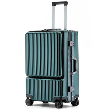 Carry on Luggage Wide Handle Luxury Design Rolling Travel Suitcase PC Hardside With Aluminum Frame Hollow Spinner Wheels